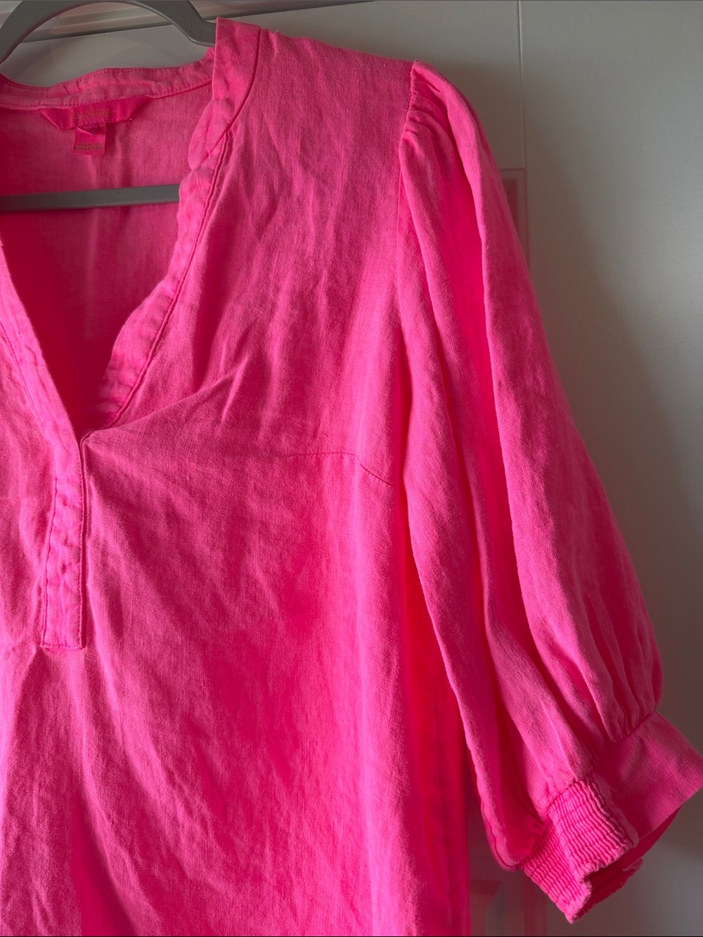 Lilly Pulitzer Neon Pink V-Neck Tunic Blouse - Picture 5 of 5